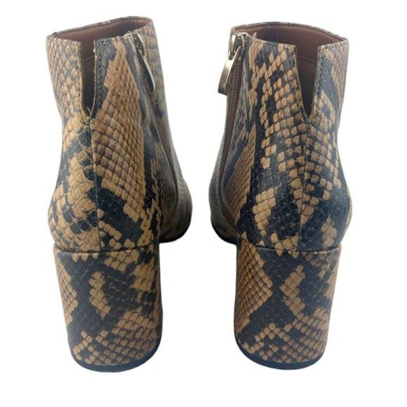 FRANCO SARTO Women's Trudy Brown Black Snake Print Heeled Ankle Bootie US 7M - Picture 6 of 9